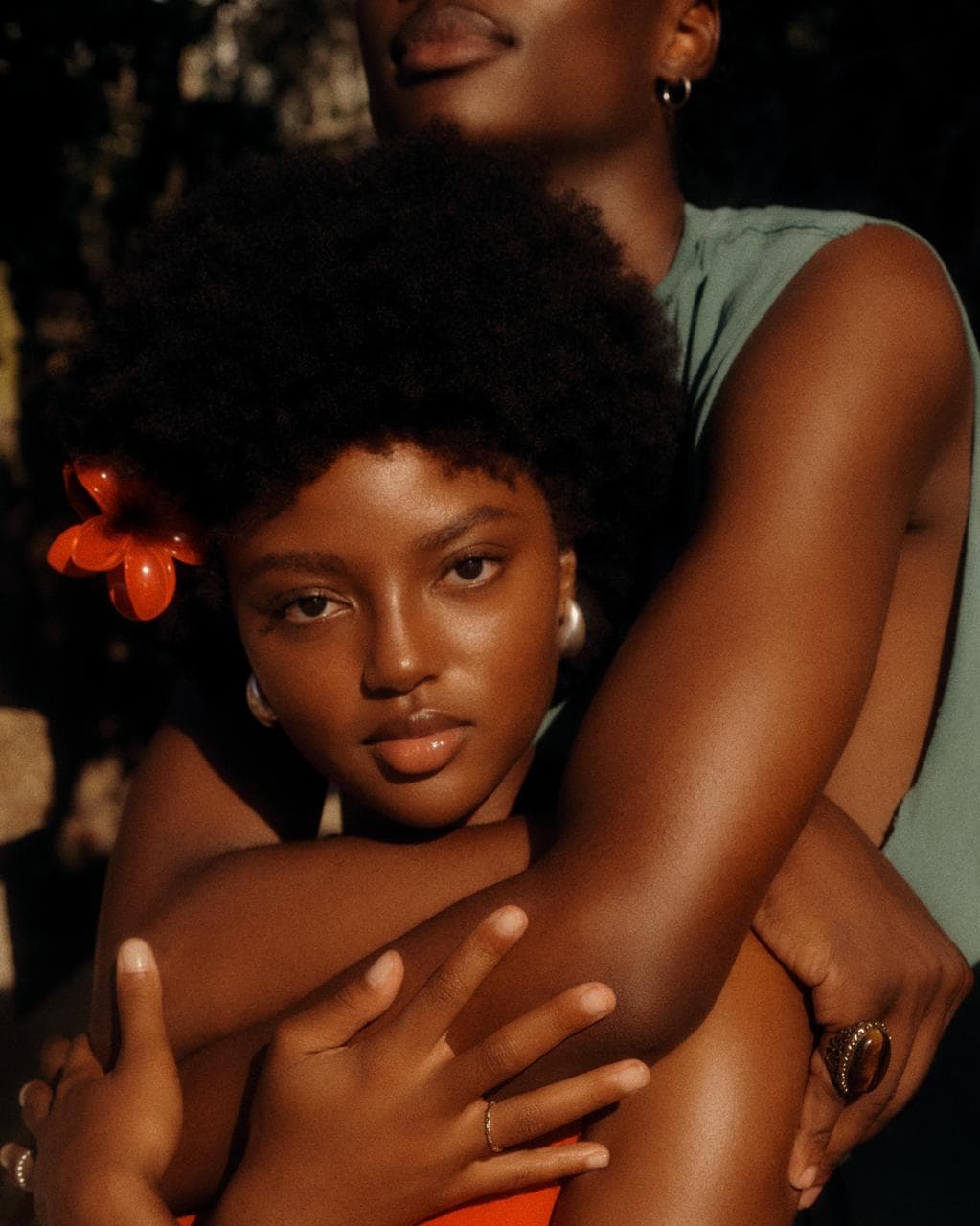 Close-up editorial beauty with sculpted features