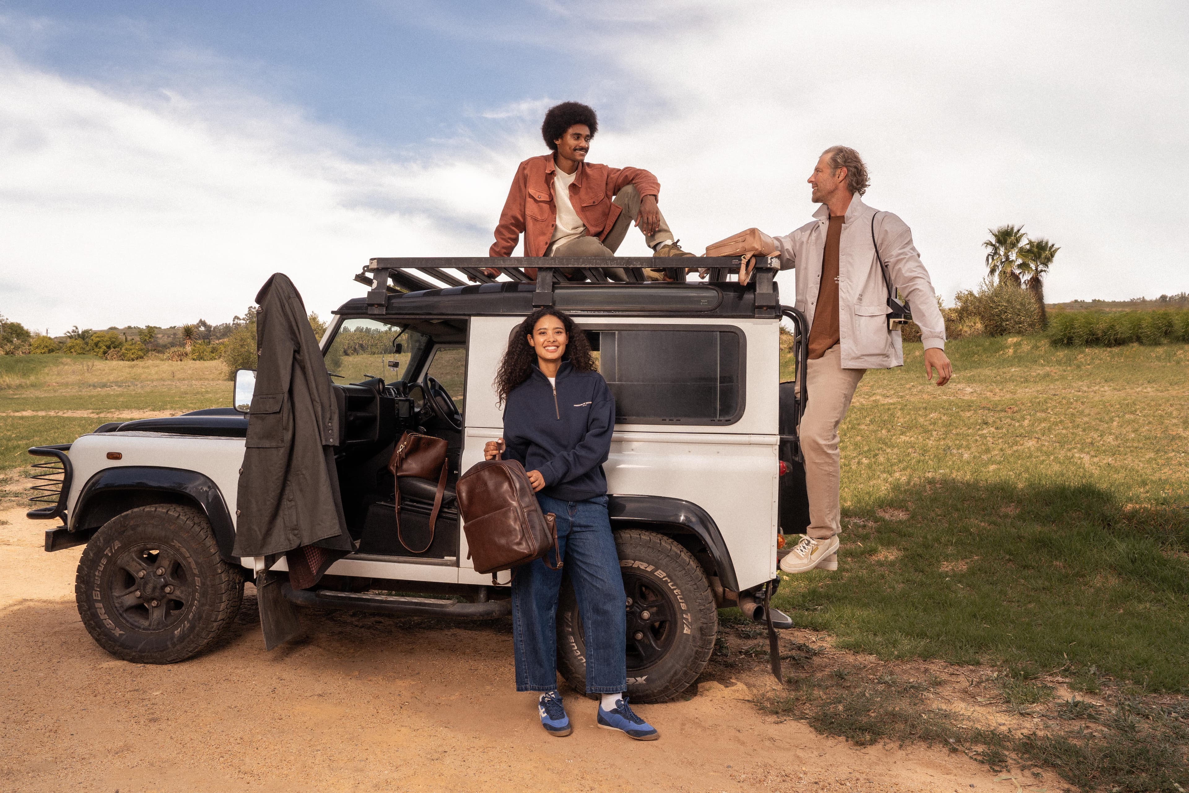 Group lifestyle shoot with vintage 4x4